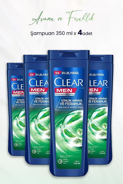 Clear Men Shampoo for Daily Use - 350 ml x 4 Pieces Purification and Freshness