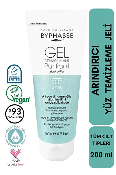 BYPHASSE Arındırıcı Yüz Temizleme Jeli Tüm Cilt Tipleri 200ml
