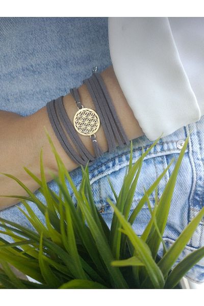 ZeynDesign Flower of Life Suede Wrap Multi Bracelet