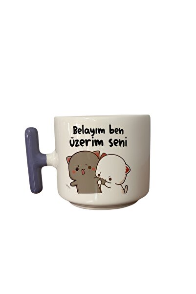 GünayStore أنا جميلة معك، كوب ليلا من السيراميك مطبوع عليه قطة موتشي مكتوب عل...