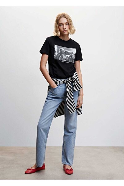 MANGO Woman Μπλουζάκι με κοντομάνικο κρέας