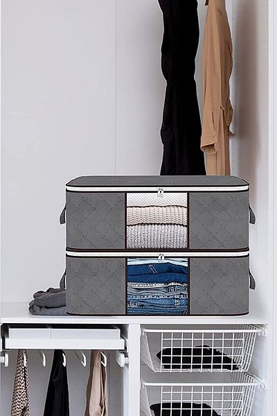 Serstil 3 Pieces - Window Quilted Clothing Outfit Hurcu Gray 52 X 28 X 21 Cm