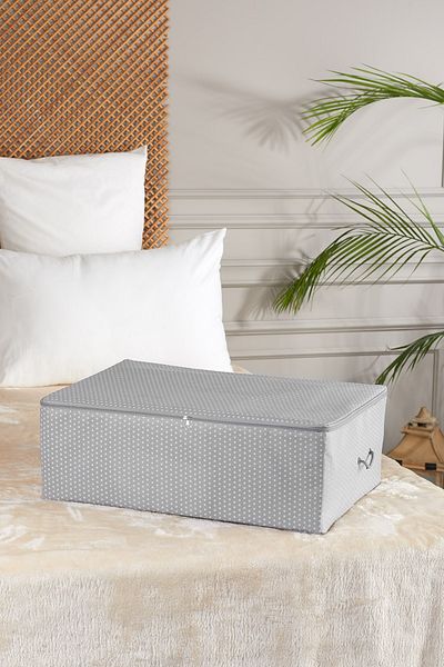 Serstil Large Size Bed Base Gray Spotted Storage Bag 62 X 46 X 22 Cm