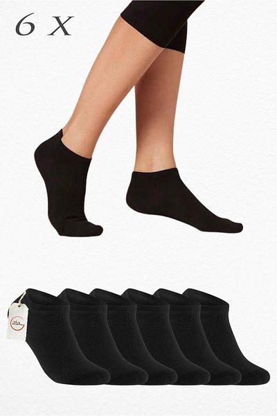 MUK COLLECTİON 6-Piece Summer Black Sneakers Socks