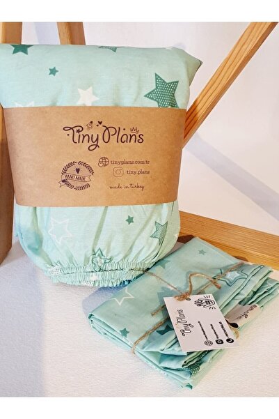 tiny plans Yıldız Desen Lastikli Bebek Çarşaf - Yastık Kılıfı Takımı 60x120 cm