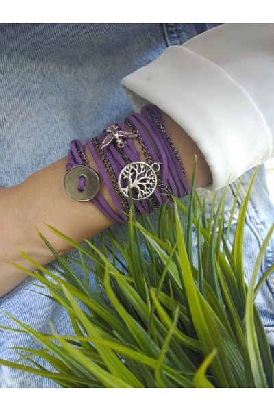 ZeynDesign Tree of Life Purple Wrap Wrap Multi Bracelet