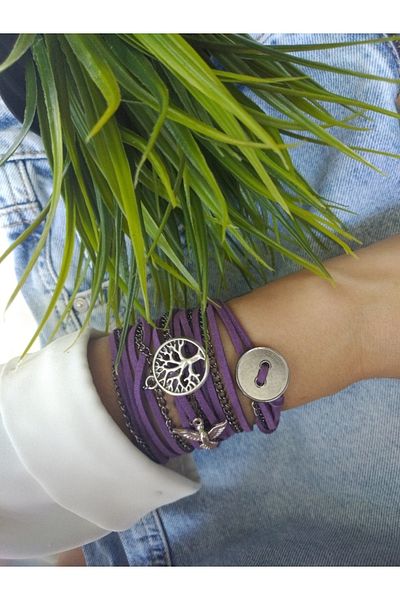 ZeynDesign Tree of Life Purple Wrap Wrap Multi Bracelet