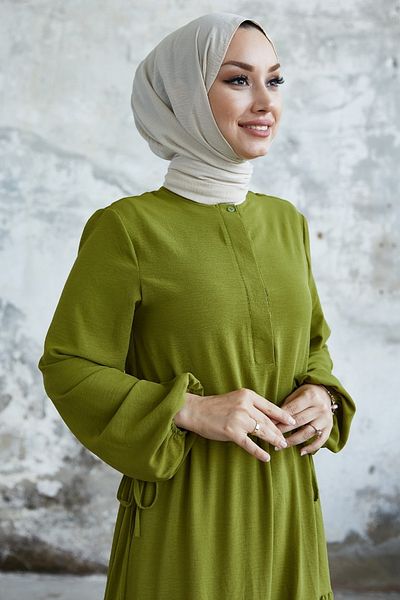 InStyle Merya Tunnel Belted Měkké šaty z Ayrobinu - Pistáciově zelené
