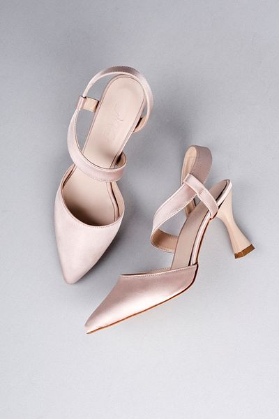 Lal Shoes & Bags Pantofi cu toc din satin pentru femei Davis-crem