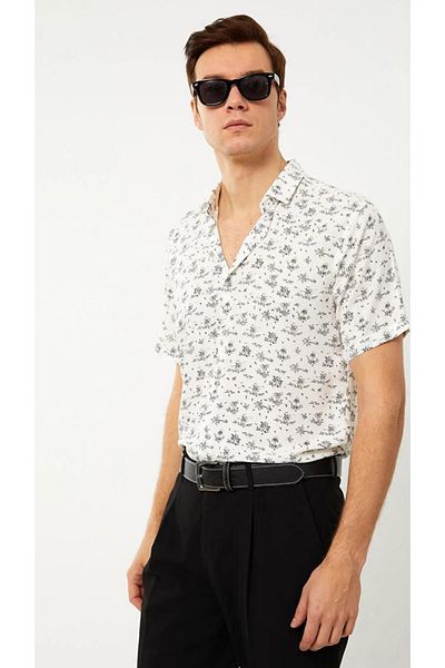 LC Waikiki Cămașă pentru bărbați LCW Vision Slim Fit cu mâneci scurte din viscoză