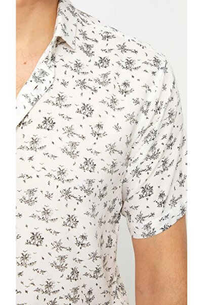 LC Waikiki Ανδρικό πουκάμισο LCW Vision Slim Fit με κοντό μανίκι με σχέδιο βισκόζης