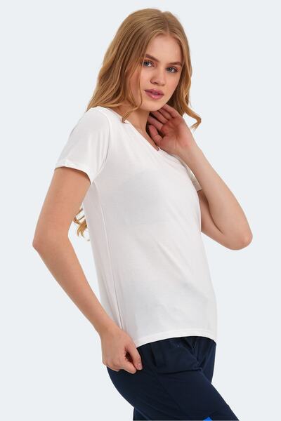 Slazenger Γυναικείο μπλουζάκι PERICAS με λαιμόκοψη σε σχήμα V σε χρώμα εκρού