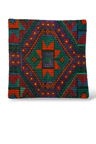 Ottoman Pouffe - Açılış Özel Fiyat Art Deco Bohem Halı El Dokuması Vintage Kırlent Minder 50x50cm [4]