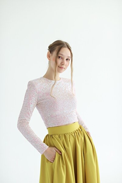 She Sea Lime Yeşili Pamuk Tam Daire Büzgülü Kety Etek