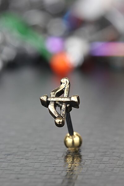 depozoom Yeni Sezon 316L Çelik Tragus Helix Flat Ok Yay Küpe Piercing Gold