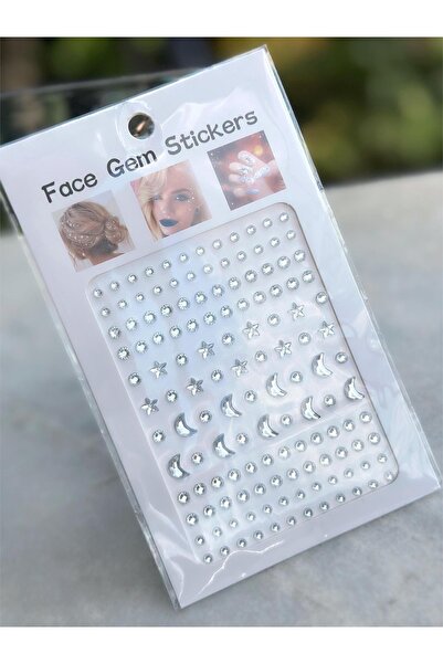 QUEEN AKSESUAR Yeni trend moda taşlı yüz tırnak süsleme sticker yapışkan yıld...