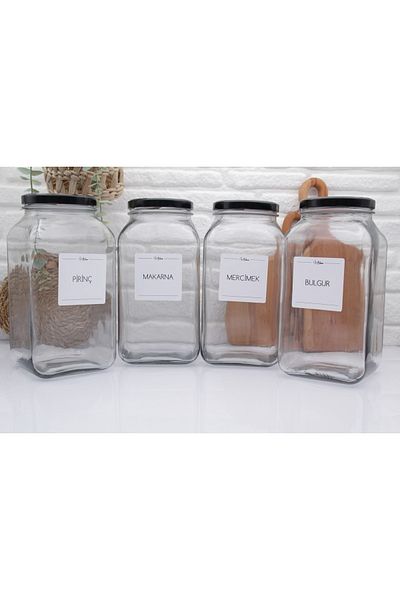 zezedesing Glass Jar Storage Container Black Lid 3000ML (BRASS-BULGUR-LINSE-MAKARNA)