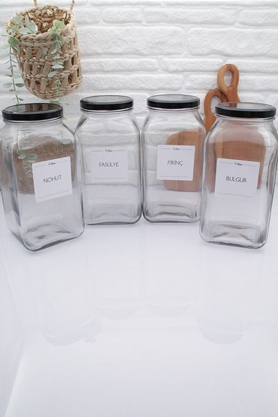 zezedesing Glass Jar Storage Container Black Lid 3000ML (NOZZLE-BASULE-BRASS-BULGUR)