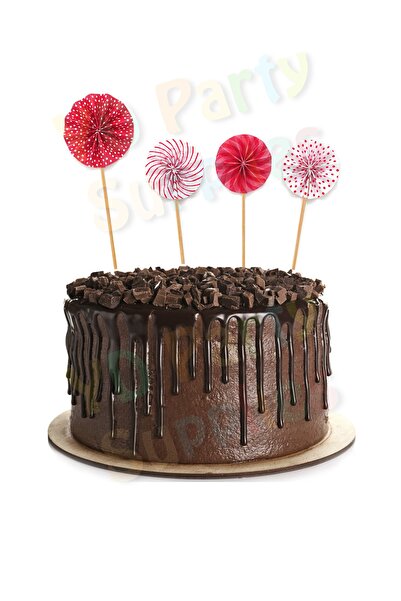 Yusuf Dirik YD Party Supplies عود أسنان صغير على شكل مروحة للكب كيك وتزيين الكيك 4 قطع