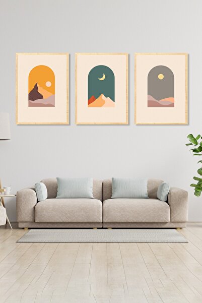 Dekorsiahome 3-частен комплект картини с дървена рамка, модерни абстрактни