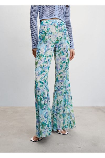 MANGO Woman Pantaloni evazați cu model floral