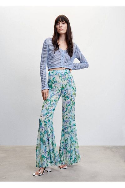 MANGO Woman Pantaloni evazați cu model floral