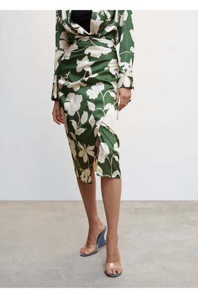 MANGO Woman Floral Long Skirt