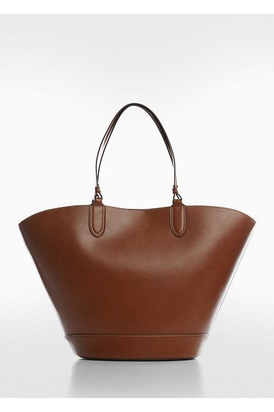 MANGO Woman Geantă Shopper aspect piele