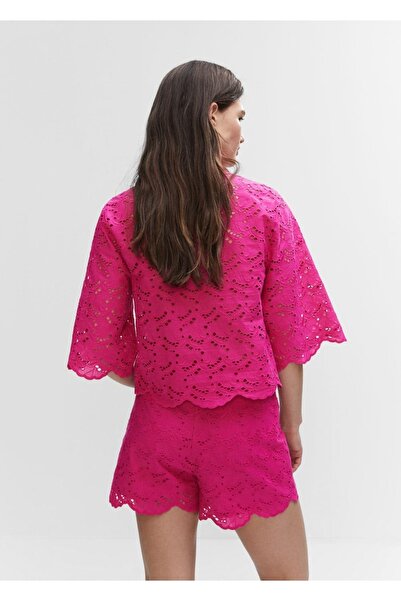 MANGO Woman İşlemeli ajur örgü şort