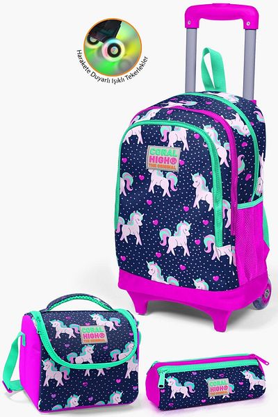 Coral High Geantă cu model unicorn albastru bleumarin roz - Set de 30123366