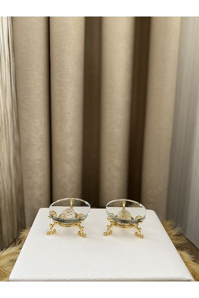 Housess 2 Κομμάτια Γυάλινο Δαχτυλίδι Riser Promise and Engagement Gold