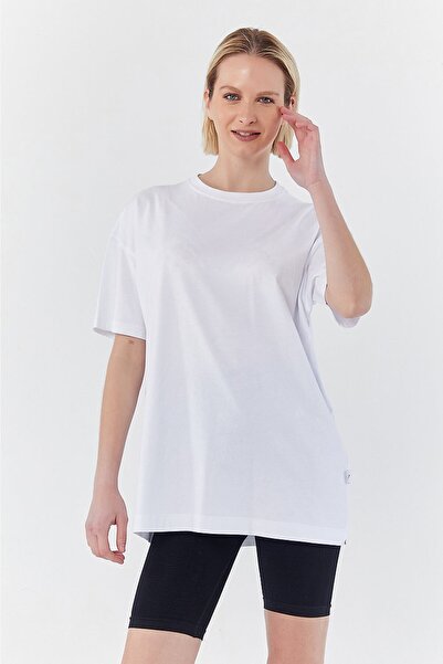 qanpaq Roki Beyaz Kadın Oversize Basic T-shirt