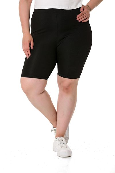 DISENTIS MODEST Plus Size Elastic Waist Above Knee Black Tights
