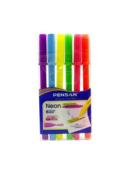 Pensan Neon Highlighter 6 Color Highlighting Pen