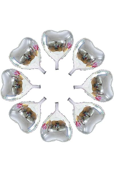 Patladı Gitti 25Pcs Silver Heart Foil Balloon 10 Inch