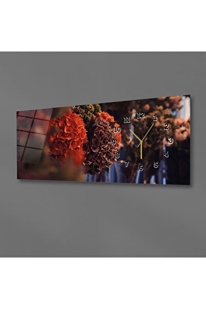 marpanya Yatay Yandan Saatli Sanat ve Doğa Temalı Cam Tablo 212