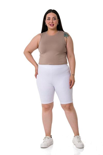 DISENTIS MODEST Plus Size Elastic Waist Above Knee White Tights