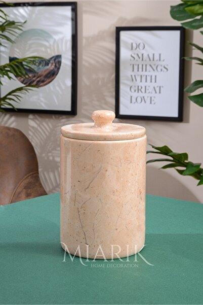 MIARIK DESIGN & DEKORASYON Dekoratif Bej Mermer Çöp Kovası