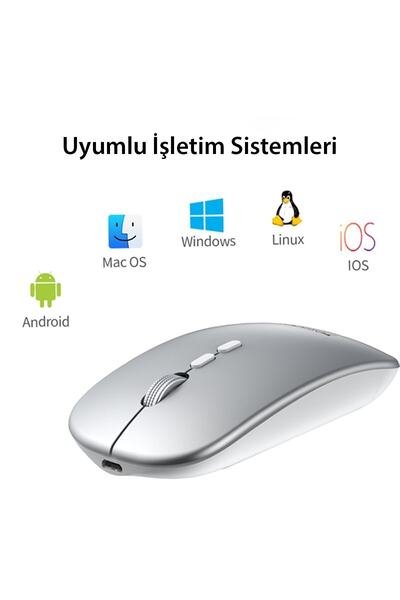 GHK TECH Ergonomik Kablosuz Mouse 2.4 G Gri Mouse Fare Windows Android Mac Uy...
