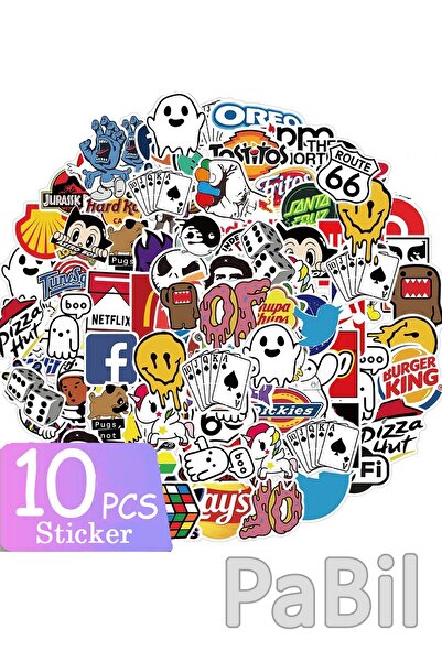 PaBil 10Pcs Mixed Known Brands and Logos Sticker - Sticker Label