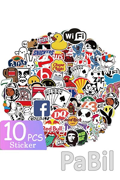 PaBil 10Pcs Mixed Known Brands and Logos Sticker - Sticker Label