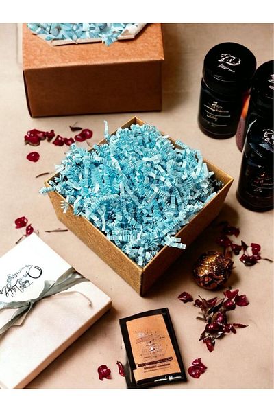 t tuğset etiket Shredded Scrap Paper Z Zigzag Pelur Scrap Paper 100 gr Light Blue Color Ornament Filling Material Paper