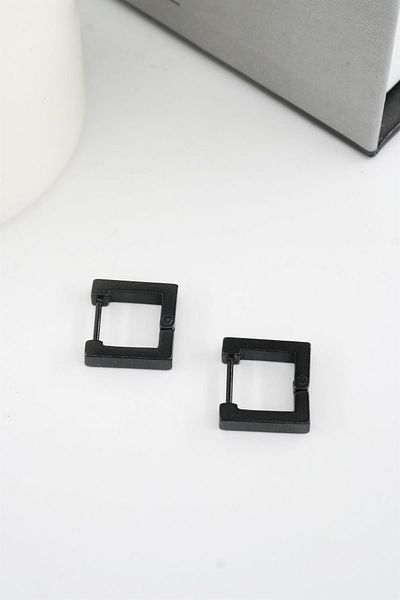 By Zeyna Aksesuar Women's 316 L Stainless Steel 1.5 cm Square Earrings