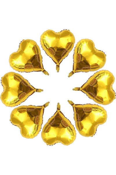Patladı Gitti 10 Inch Gold Heart Foil Balloon - 25 Pcs