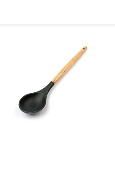 CEPHOME Black Spoon with Bamboo Handle