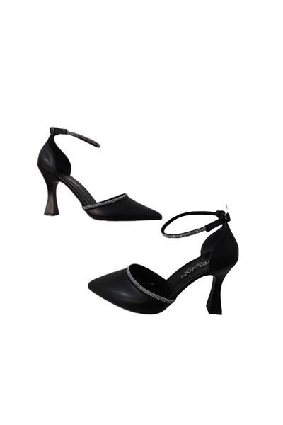 Elvan pantofi de seară cu toc elegant, cu piatră neagră, pentru femei