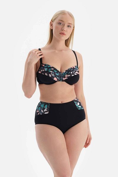 Dagi Schwarz-grünes Korsett-Bikinioberteil
