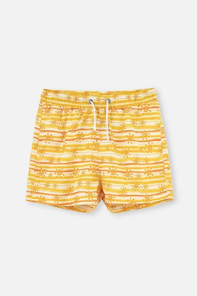 Dagi Ecrugelbe Seeshorts mit Sonnenaufdruck für Jungen