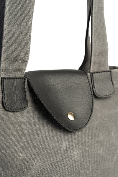 Üçler Çanta Medium Size Shoulder Bag Tote Bag with Waxed Canvas Effect