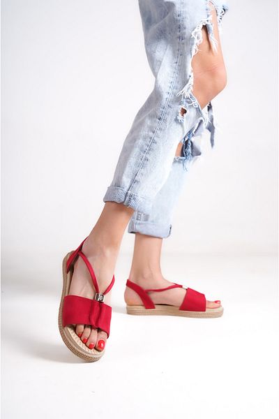 BAKGİY Red Suede Women's Sandals BG1010-123-0005